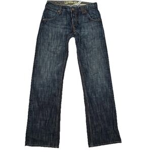 LA Denim Atelier Jeans Sz 30 Dark Wash Cotton Poly Stretc Straight USA EUC Y2k